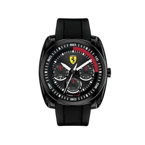 【Ferrari 法拉利】競速大錶框方形時尚三眼賽車腕錶-質感黑/FA0830320/台灣總代理公司貨享兩年保固