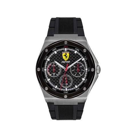 【Ferrari 法拉利】ASPIRE三環日曆競速賽車橡膠腕錶-鋼鐵灰/FA0830694/台灣總代理公司貨享兩年保固