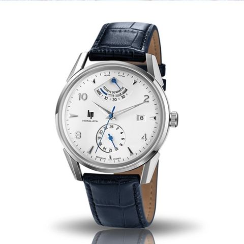 【lip】Himalaya登峰造極時尚真皮機械腕錶-壓紋藍/671555/台灣總代理公司貨享兩年保固