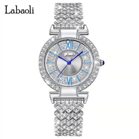 Labaoli 奧地利精品娜寶麗 LA170 璀璨絢麗滿面晶鑽名媛腕錶 - 銀色