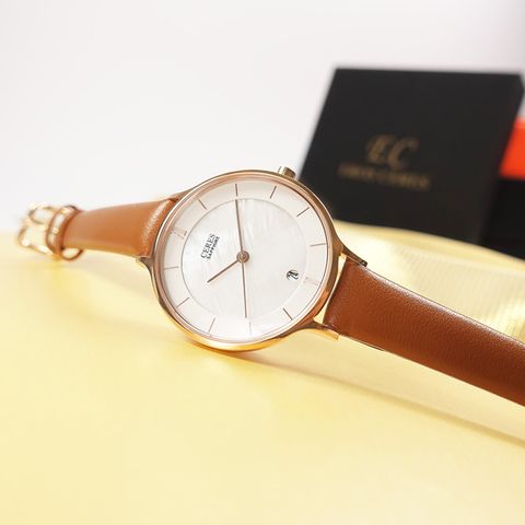 EROS CERES 贈錶帶 / LQ3323RG-WP / 珍珠母貝 米蘭編織不鏽鋼手錶 禮盒組 銀白x玫瑰金 33mm