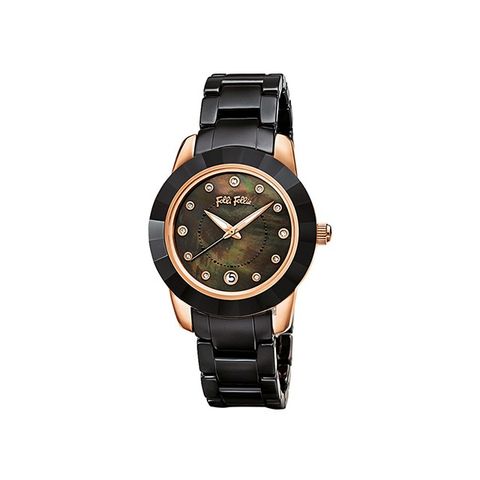 【Folli Follie】Prismatic海洋精靈時尚陶瓷腕錶-瓷石黑/WF13R052BTK_XX/台灣總代理公司貨享兩年保固