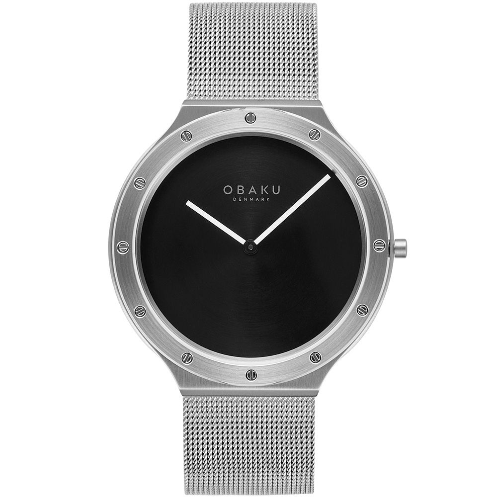 OBAKU  簡單生活米蘭時尚腕錶-銀X黑