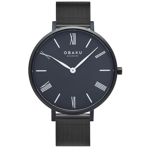 OBAKU 羅馬時刻淑女米蘭時尚腕錶-全黑