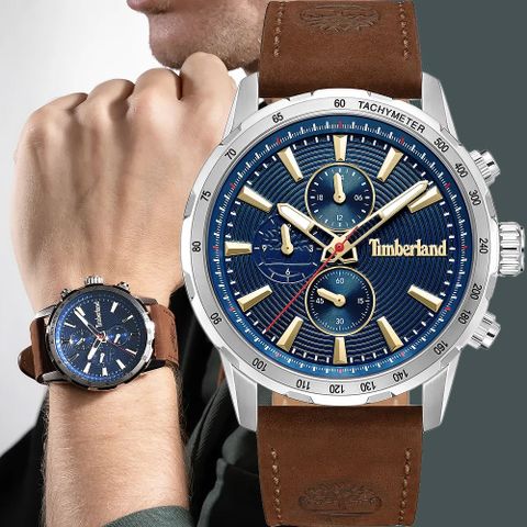 Timberland 天柏嵐 Kennebunk系列 三眼多功能手錶-藍/46mm TDWGF0041501