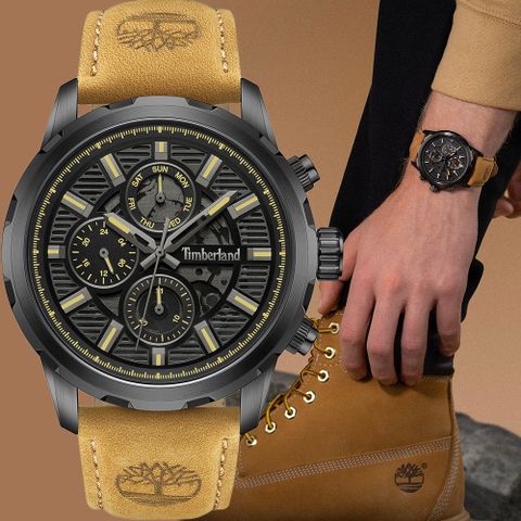 Timberland 天柏嵐 HAMPTON HARBOUR系列 齒輪風格三眼多功能-46mm TDWGF0056101