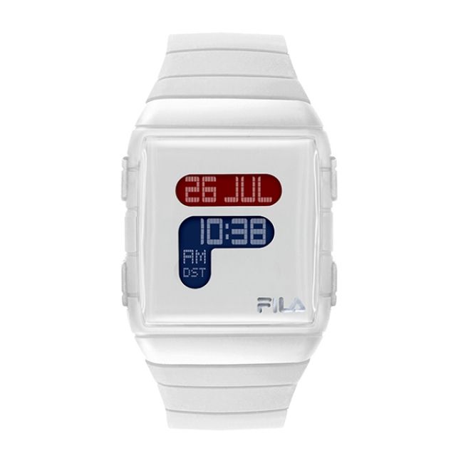 Fila 【 Watch】經典LOGO方形電子錶-百搭白/38-105-001/台灣總代理公司貨享兩年保固