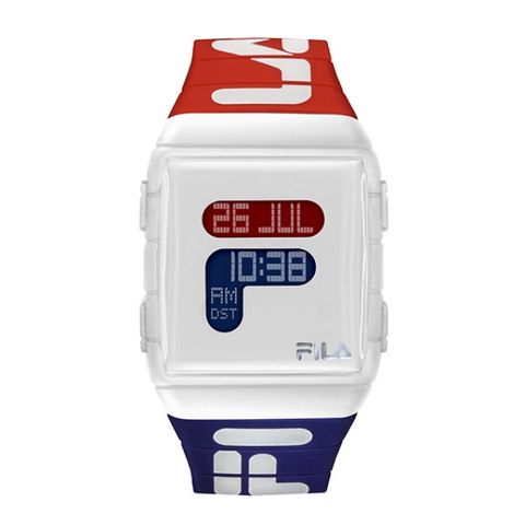 Fila 【 Watch】經典LOGO方形電子錶-經典紅藍/38-105-005/台灣總代理公司貨享兩年保固