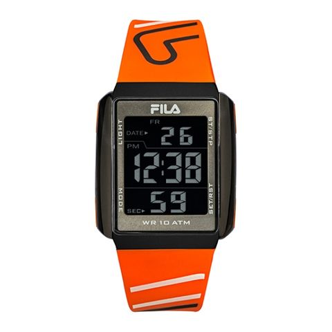 Fila 【 斐樂】簡約方形電子錶-亮眼橘/38-325-006/台灣總代理公司貨享兩年保固