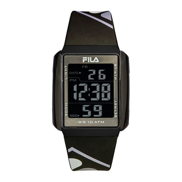 Fila 【 斐樂】簡約方形電子錶-個性黑/38-325-001/台灣總代理公司貨享兩年保固