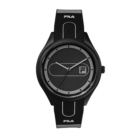 【FILA 斐樂】簡約線條LOGO時尚腕錶-極致黑/38-321-002/台灣總代理公司貨享兩年保固