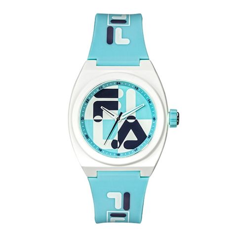 【FILA 斐樂】撞色拼接LOGO造型手錶-活潑藍/38-180-105/台灣總代理公司貨享半年保固