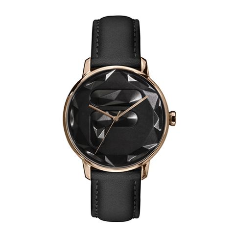 【FILA 斐樂】幾何切面LOGO設計腕錶-極致黑/38-184-004/台灣總代理公司貨享半年保固