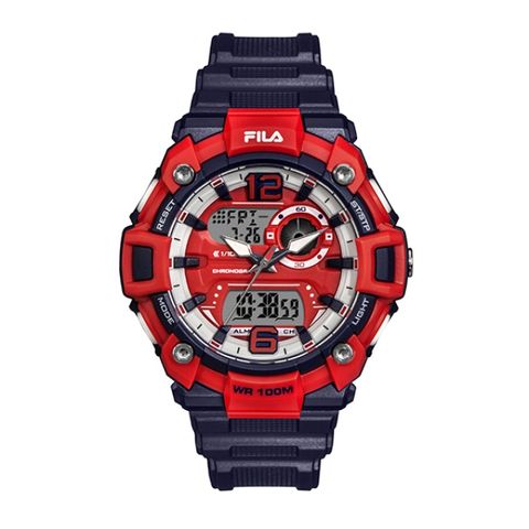 【FILA 斐樂】休閒運動電子腕錶-經典紅藍/38-189-002/台灣總代理公司貨享兩年保固