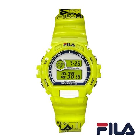Fila 【 斐樂】時尚運動電子錶-螢光黃/38-191-004/台灣總代理公司貨享兩年保固