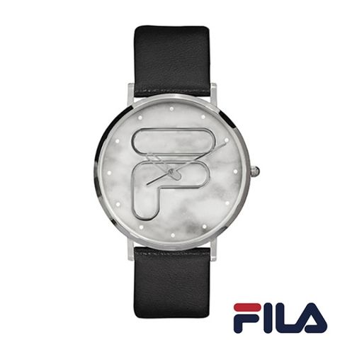 【FILA 斐樂】大理石LOGO造型手錶-個性黑/38-192-002/台灣總代理公司貨享半年保固