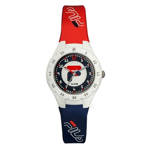 Fila 【 斐樂】經典LOGO數字錶圈兒童腕錶-經典紅藍/38-204-102/台灣總代理公司貨享兩年保固