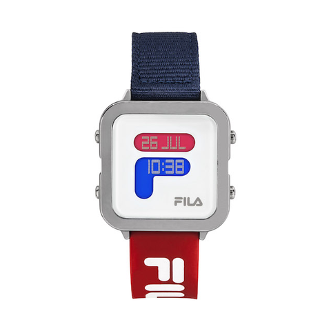 【FILA 斐樂】F-Box潮流方型個性電子腕錶-閃耀白/38-6088-106/台灣總代理公司兩年保固