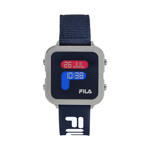 【FILA 斐樂】F-Box潮流方型個性電子腕錶-星空藍/38-6088-102/台灣總代理公司兩年保固