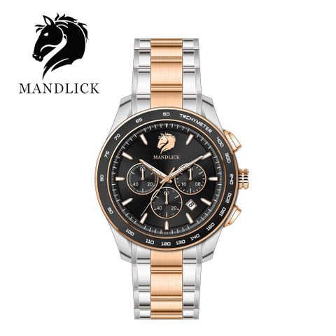 MANDLICK 曼德利克 德國品牌 永恆系列水鬼三眼精鋼帶男士腕錶-間金玫