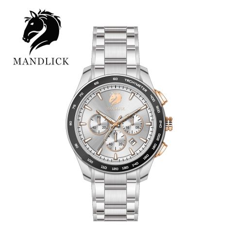 德國品牌 曼德利克MANDLICK 永恆系列水鬼三眼精鋼帶男士腕錶-星光銀