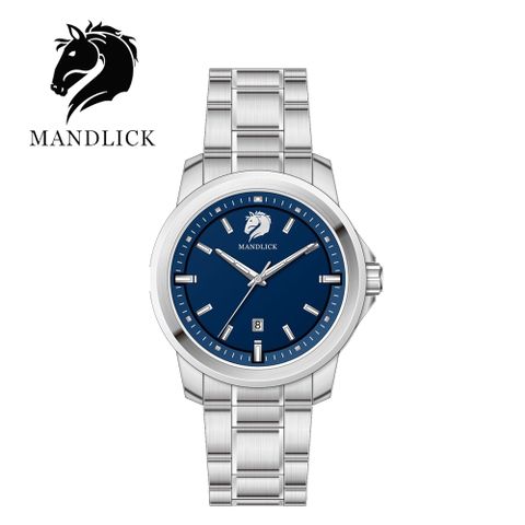 德國品牌 曼德利克MANDLICK 永恆系列簡約精鋼帶男士腕錶-銀藍