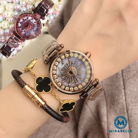 【Mirabelle】燦爛雪花＊彩鑽貝殼鈦合金鍊錶/顏色可選