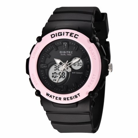 DIGITEC 數碼科技 BDA-4100T 清新巧小甜美雙顯電子錶-BLACK PINK_黑粉色