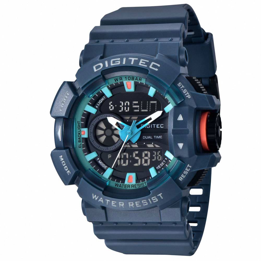  DIGITEC 數碼科技 DA-2080T 帥氣經典運動雙顯電子錶- 牛仔藍