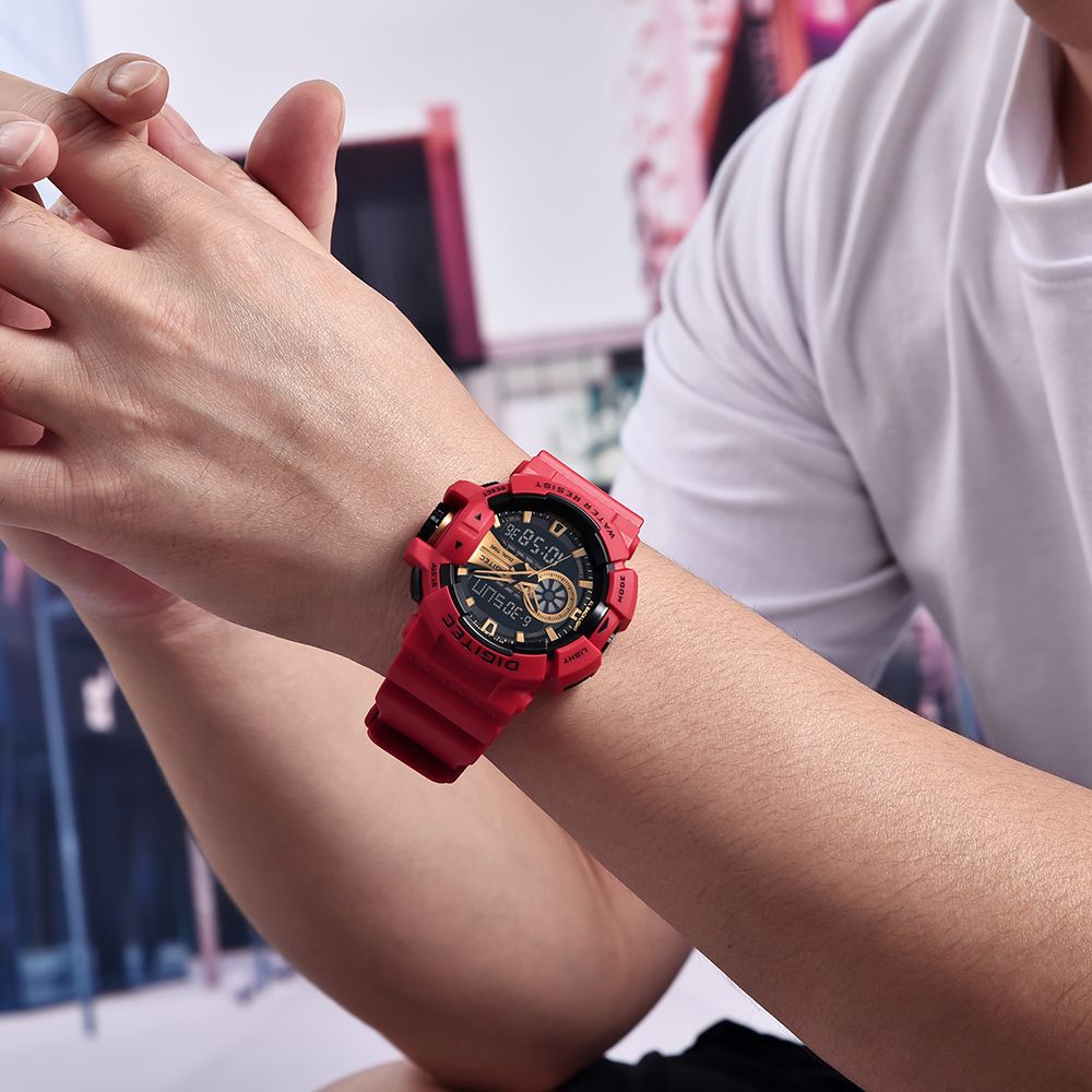  DIGITEC 數碼科技 DA-2080T 帥氣經典運動雙顯電子錶- 牛仔藍