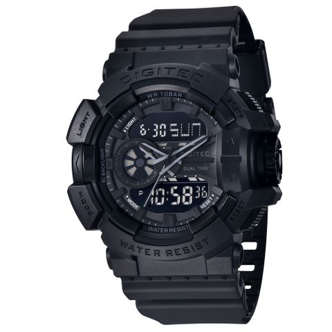 DIGITEC 數碼科技 DA-2080T 帥氣經典運動雙顯電子錶- 夜黑色