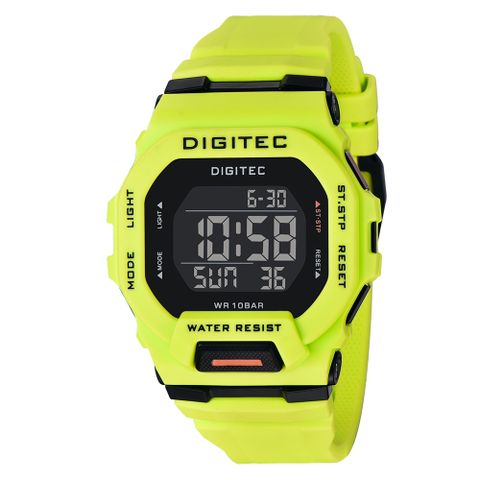 DIGITEC 數碼科技 DG-5169T 繽紛色彩百搭電子錶-螢黃