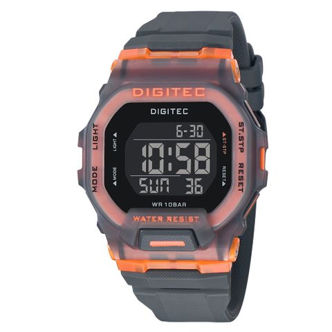 DIGITEC 數碼科技 DG-5169T 繽紛色彩百搭電子錶-灰橘