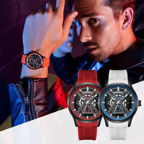 Mark Fairwhale 馬克菲爾 神秘X幻影未來世界酷炫機械錶-6190