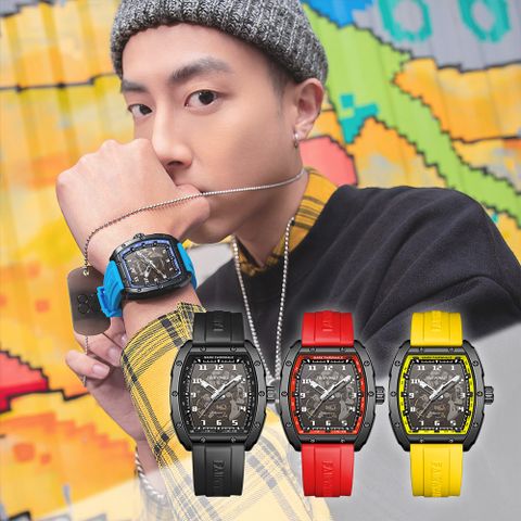 Mark Fairwhale 馬克菲爾 神秘酒桶型潮流夜光機械錶-6450