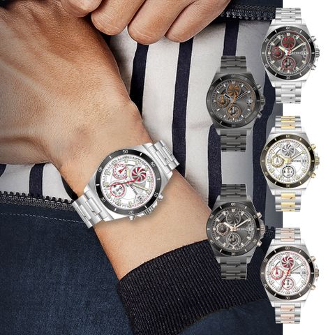 RHYTHM 麗聲 炫渦造型閃耀時尚雙眼不鏽鋼手錶-小錶款S1405