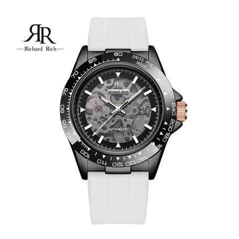 【Richard Rich】愛時 RR 海軍上將系列 海軍白縷空錶盤自動機械氟矽膠腕錶