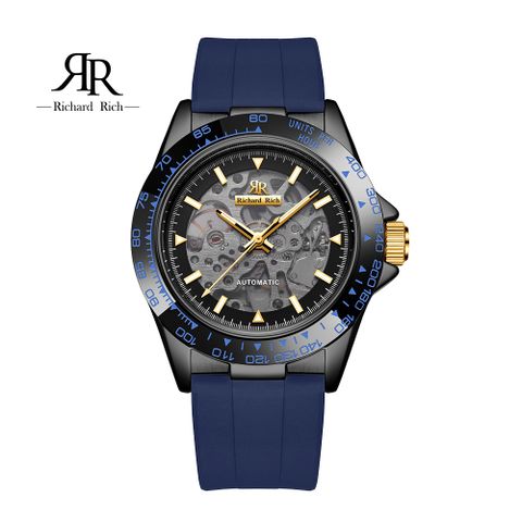 【Richard Rich】愛時 RR 海軍上將系列 湛藍縷空錶盤自動機械氟矽膠腕錶