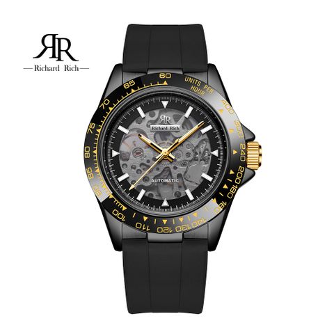 【Richard Rich】愛時 海軍上將系列 夜空黑縷空錶盤自動機械氟矽膠腕錶