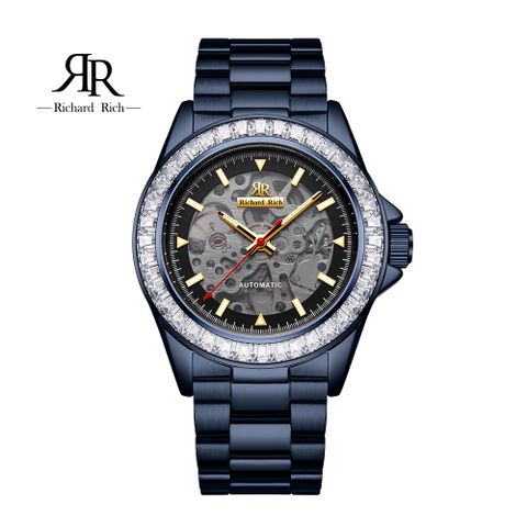 【Richard Rich】愛時 RR 海軍上將系列 海軍藍鑽圈縷空錶盤自動機械不鏽鋼腕錶