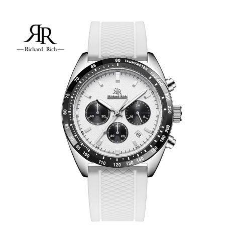 【Richard Rich】【WangT】 RR 星際霸主系列 銀殼白面計時三眼矽膠熊貓錶
