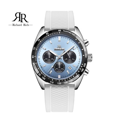 【Richard Rich】【WangT】 RR 星際霸主系列 銀殼藍面計時三眼矽膠冰藍熊貓錶