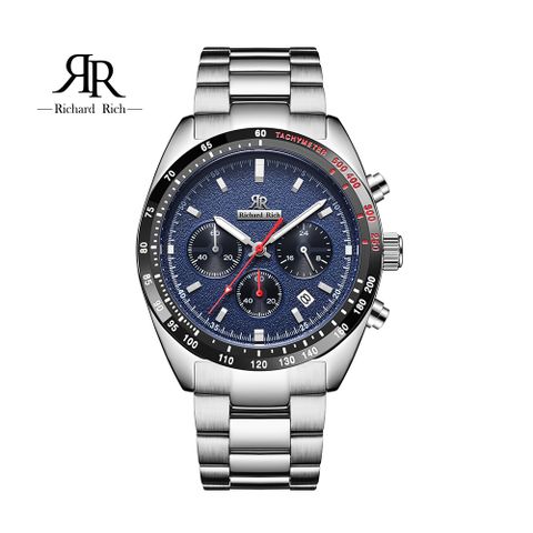 【Richard Rich】【WangT】 RR 星際霸主系列 銀帶藍面計時三眼陶瓷圈隕石面不鏽鋼腕錶