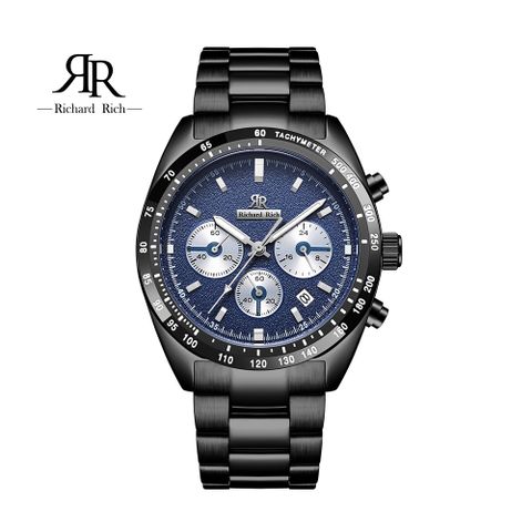 【Richard Rich】【WangT】 RR 星際霸主系列 黑帶藍面計時三眼陶瓷圈隕石面不鏽鋼腕錶