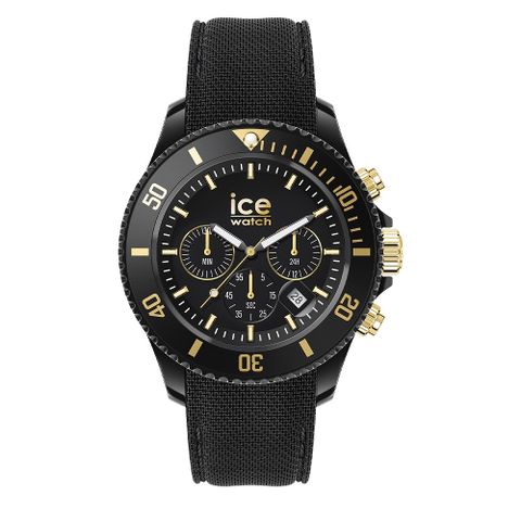 【Ice Watch】三眼計時活力系列 金刻度 40mm CH-黑色編織矽膠錶帶