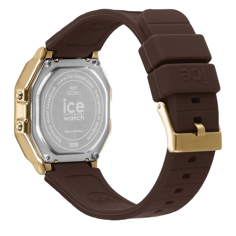 ICE-WATCH 【Ice Watch】ICE DIGIT RETRO系列 復古金框矽膠電子錶 32mm-咖啡色