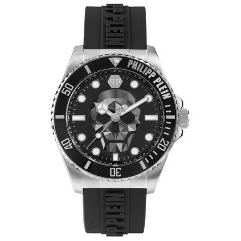 PHILIPP PLEIN 菲利普·普萊因 THE $KULL Diver 骷髏潛水錶 黑X銀 PWOAA0122_44mm