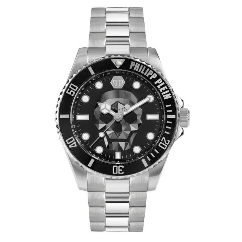 PHILIPP PLEIN 菲利普·普萊因 THE $KULL Diver 骷髏潛水錶 黑X銀 PWOAA0522_44mm