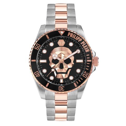 PHILIPP PLEIN 菲利普·普萊因 THE $KULL Diver 骷髏潛水錶 黑X玫瑰金 PWOAA0822_44mm