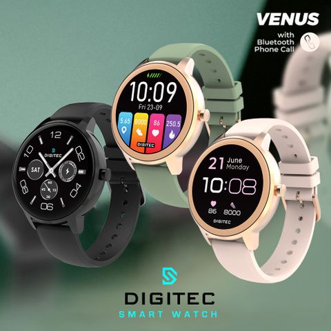 DIGITEC 數碼科技 VENUS 手錶 女性護理 多功能 運動 健康 觸控螢幕 氣象預報 17種語言 接聽